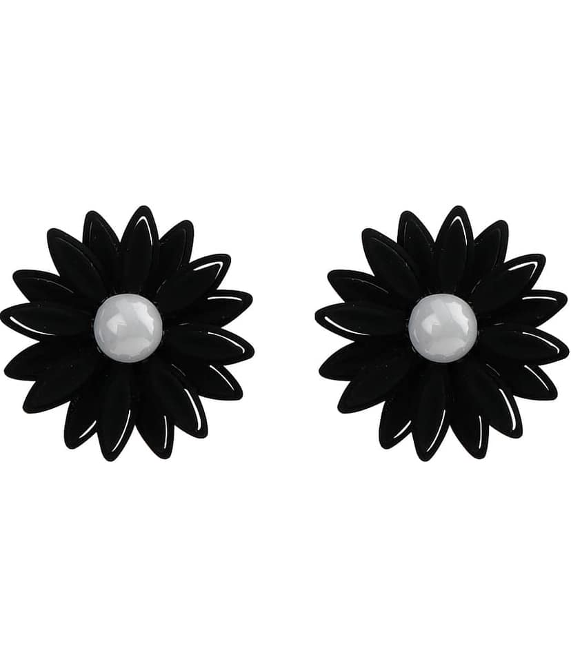 Silver Shine - Black Stud Earrings ( Pack of 1 ) view 2