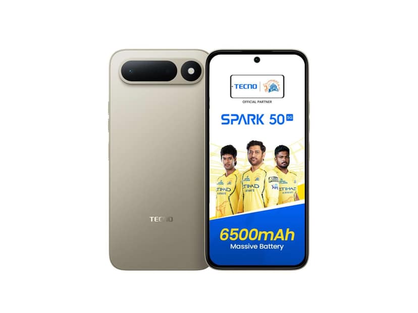 Tecno Spark 50 5G Smartphone, 6GB RAM, 128GB Storage - Champagne Gold