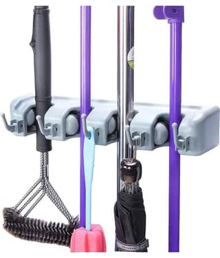 Multipurpose Plastic Wall Mounted Organizer Storage Hooks Mop and Broom Holder for Kitchen Garden and Garage (Standard Size) - (Pack of 1)