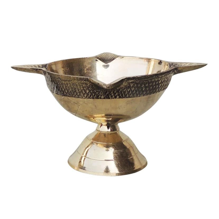 Brass Table Decor Oil Lamp Deepak 4 Wicks - Devotional Brass Diya for Home D?cor, Height : 2 Inch (FMAS633 E) view 3