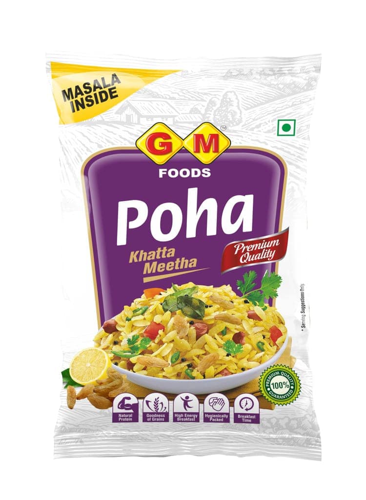 GM Foods Khatta Meetha Poha 500g | Instant Ready to Cook Breakfast Mix