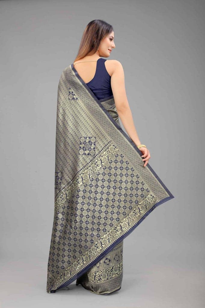 Women's Banarasi Art Silk Saree With Unstiched Blouse Piece view 2