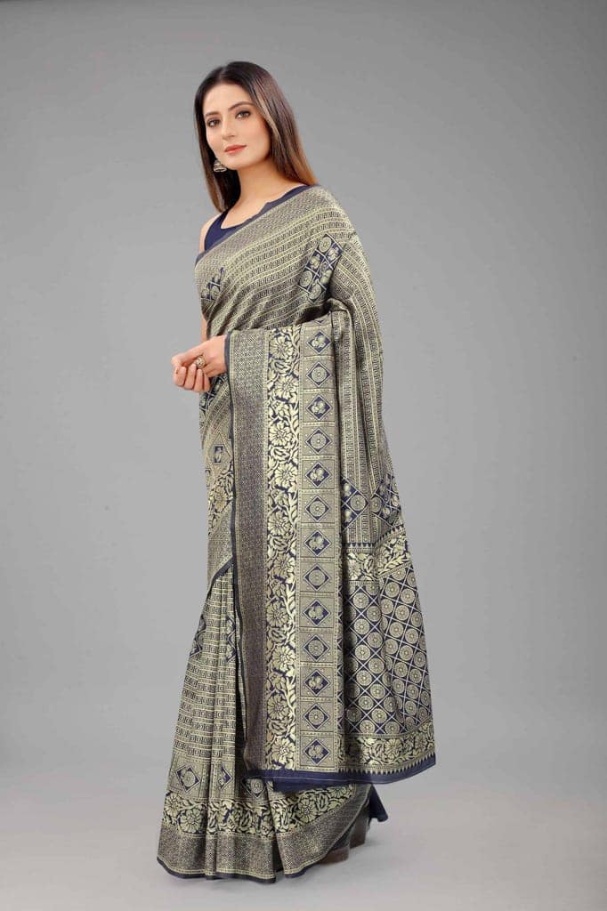 Women's Banarasi Art Silk Saree With Unstiched Blouse Piece view 3