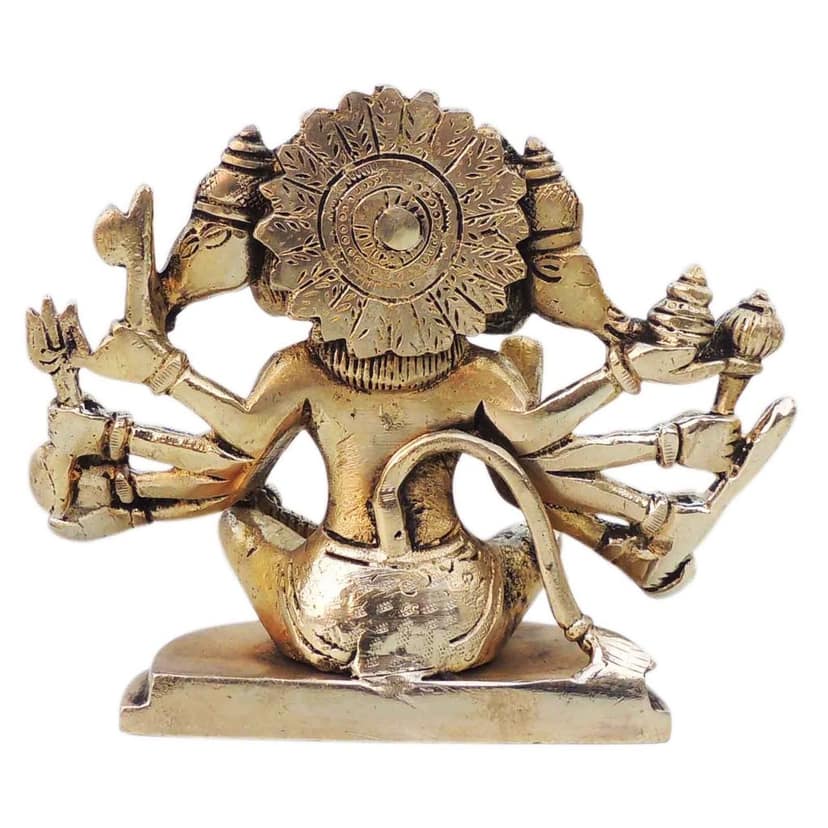 Brass Panchmukhi Hanuman Ji Decorative Murti - Handcrafted Idol, Height : 5.5 Inch (BSMAS1528 G) view 3