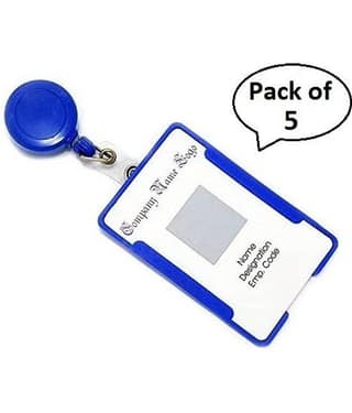 Dey's Plastic ID Badge Holder & Retractable Carabineer Reel Clip Lanyard (Pack of 5)