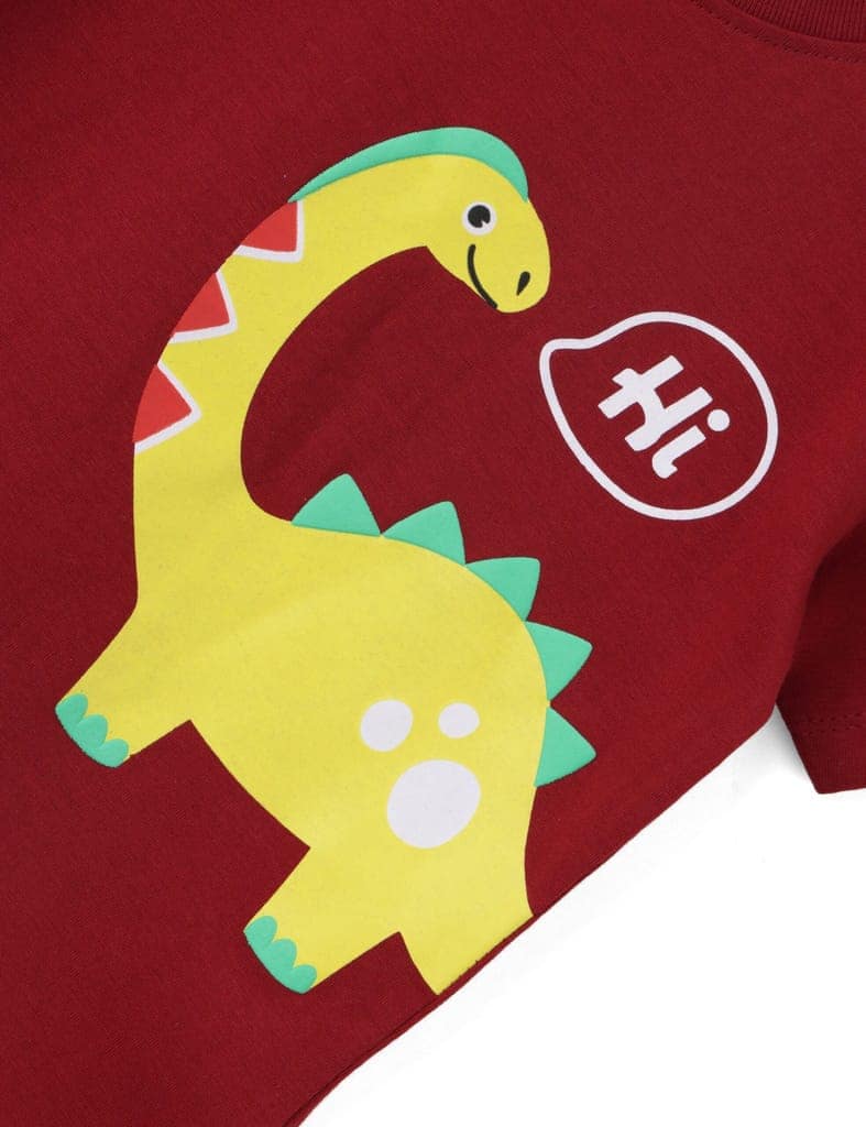 Boys T-Shirt Grey Heather Mélange / Winery Red, Soft Cotton, Ages 2-6 (2pcs pack) view 3