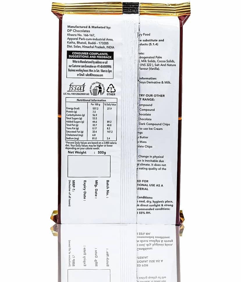 2M Milk Chocolate Compound Slab Milk Chocolate 500 g view 2