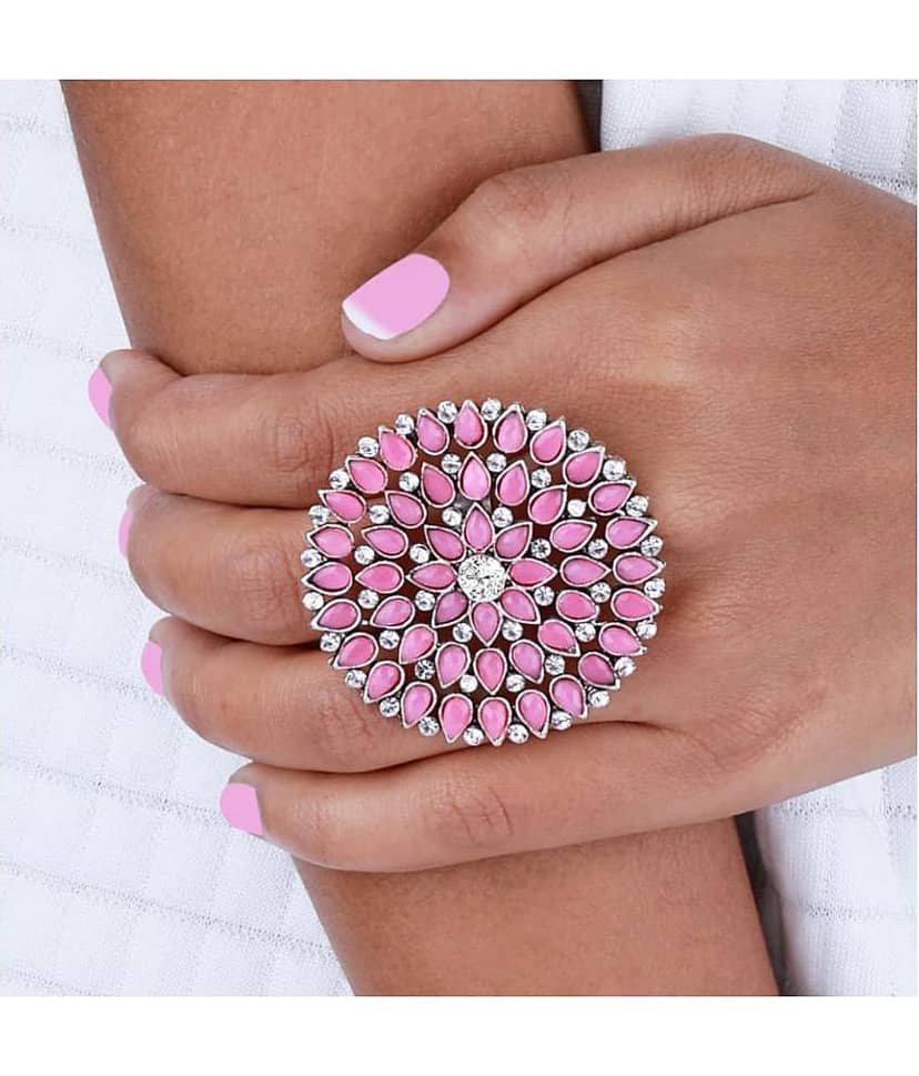 Fancy Look Silver Tone Adjustable Finger Ring For Women And Girl