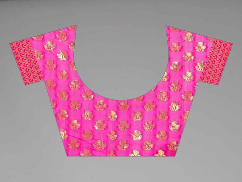 Women's Banarasi Silk Golden Zari Touch Woven Rama Saree view 4