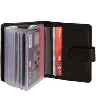 Hide&Sleek RFID Genuine Soft Leather 20 Card Holder Wallet (Black)