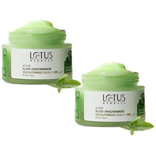 Lotus Herbals Active Aloe + Niacinamide Calm Brighten Night GelParaben Free All Skin Types50Gm ( Pack Of 2 )