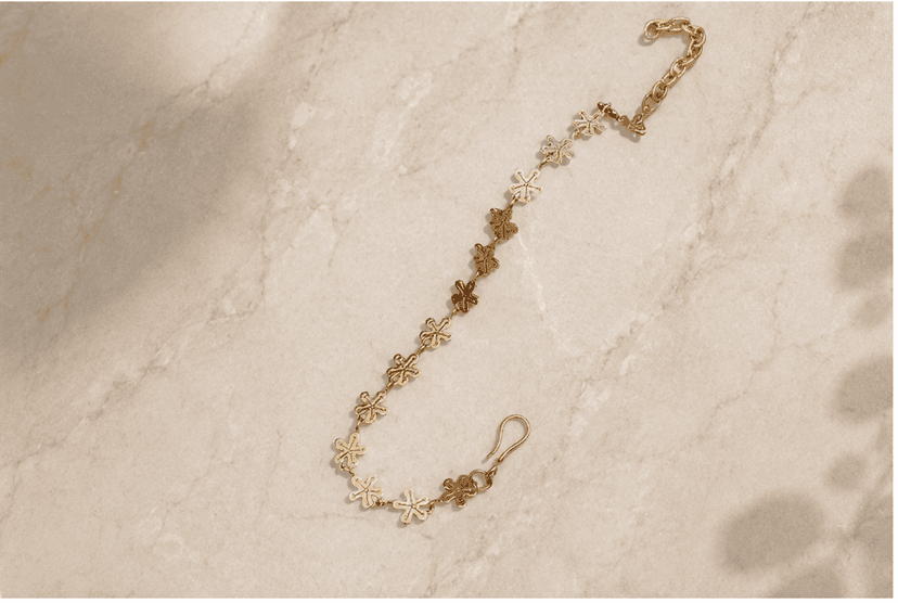 Gold Plated Interlinked Flower Charm Bracelet view 2