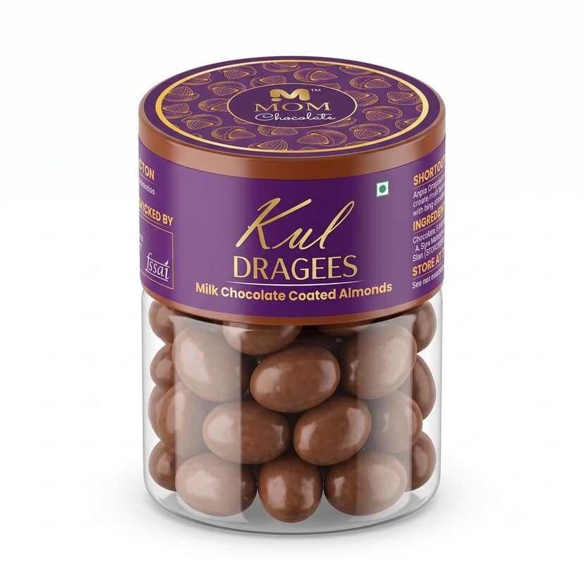 MOM Chocolate || Kul : Premium Milk Chocolate Coated Roasted Almond Drages | Belgium Quality | 100 g x 1 Pack view 2
