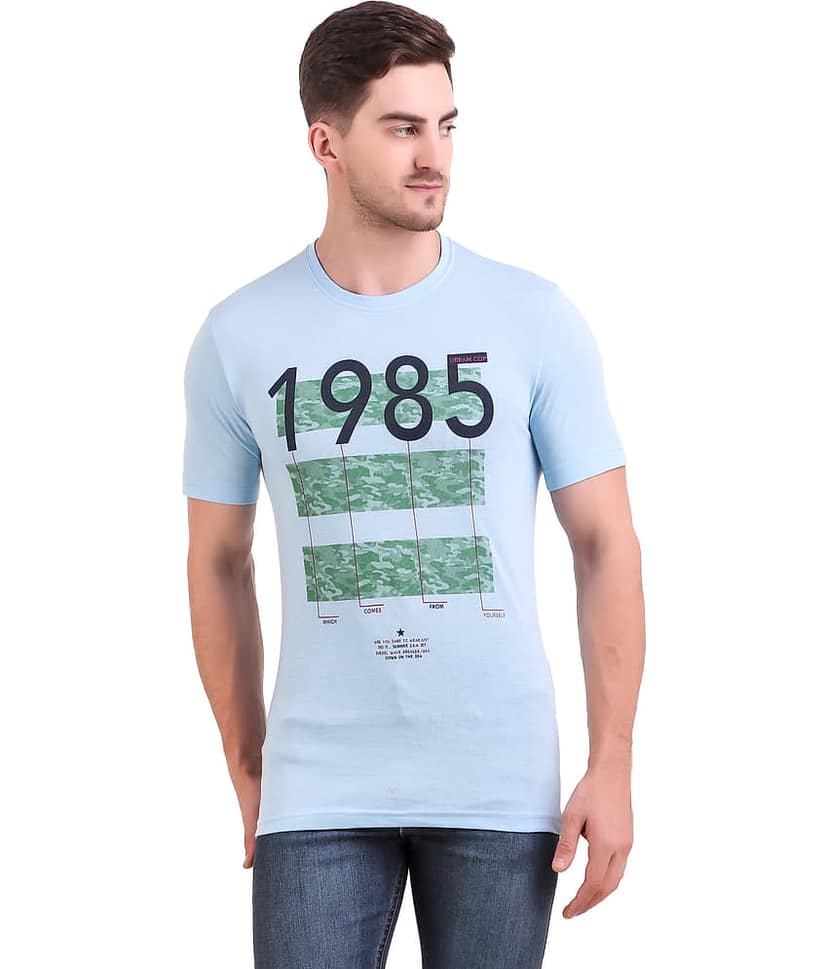 Bravezi Pack of 1 Cotton Blend Slim Fit Men's T-Shirt ( Blue ) view 2