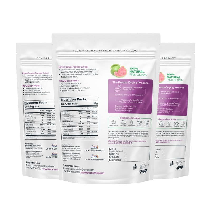 Moon Freeze Dried Pink Guava Cube, 16 gm - Pack of 3 view 2