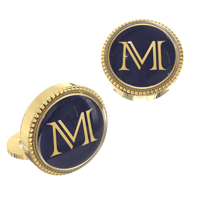 The Smart Buttons - Gold Colour Plated Shirt Button Cover Cufflinks for Men - Personalized Initials - M view 2