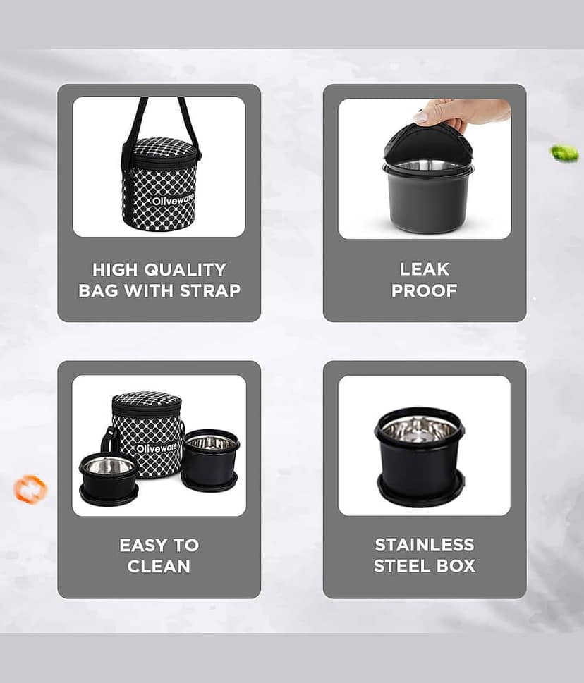 Oliveware Mason Stainless Steel Lunch Box 2 - Container ( Pack of 1 ) view 2