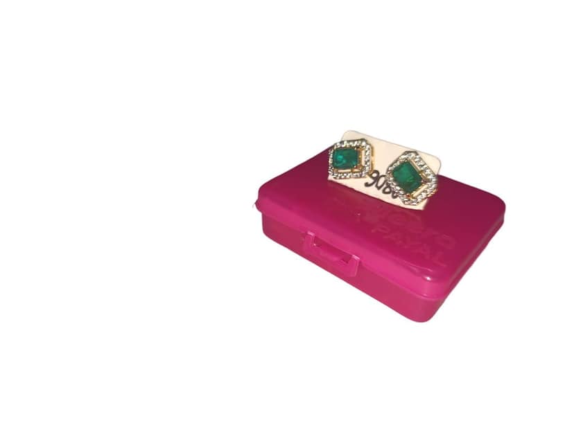 Gold plated Yellow Gold Emerald Stud Earrings view 3