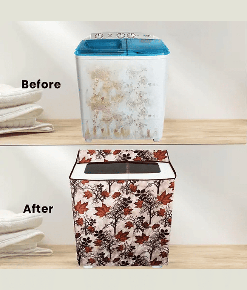 ENTICE Semi-Automatic Washing Machine Cover Compatiable For 8 kg - Brown view 2