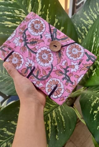 Handcrafted Pink Floral Print Diary Book