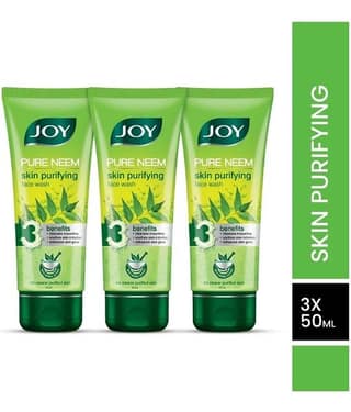 Joy Skin Purifying Neem Face Wash For Oily Skin Fights Acne Pimples & Controls Excess Oil 50ml each (Pack of 3)