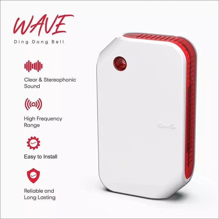 Fybros Wave Red & White Ding Dong Door Bell with Stereophonic Digital Sound, 9003 view 3