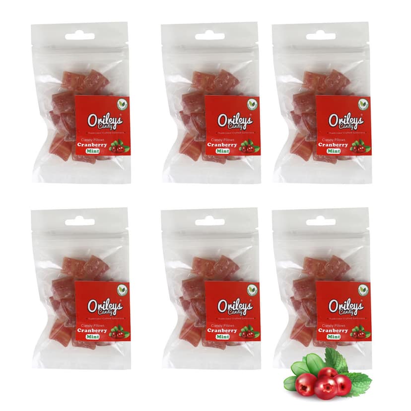 Orileys Pillow Candy - Cranberry Mint, 75 gm - Pack of 6
