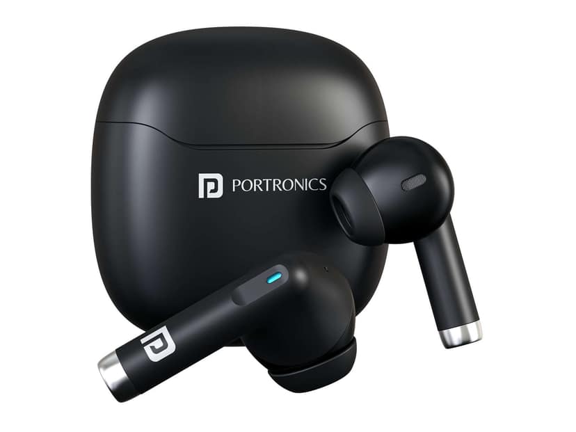 Portronics Twins S18 Pro in Ear TWS Earbuds with 30H Playtime, in Built HD Mic, Game/Music Mode, 13mm Dynamic Driver, Low Latency, Touch Control, Type C Fast Charging, Light Weight, Comfy Fit - Black