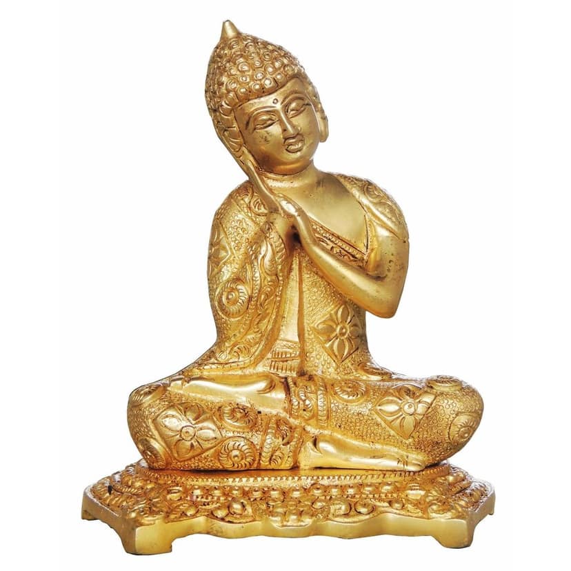Brass Buddha Statue - Super Fine Finish Spiritual Showpiece, Height : 6.8 Inch (BSMAS015) view 2