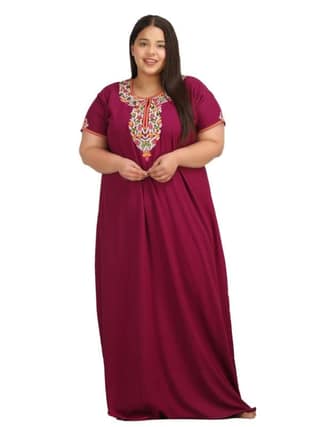 KOI SLEEPWEAR Lissybissy Nightgown with Beautiful Floral Embroidery Maroon-2XL/3XL