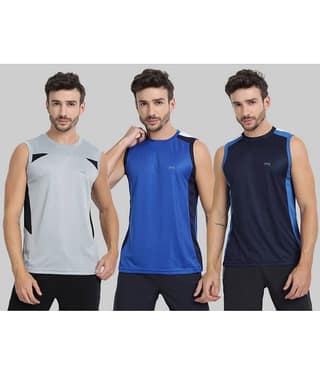 FTX Pack of 3 Polyester Basic Vest For Men ( Navy )