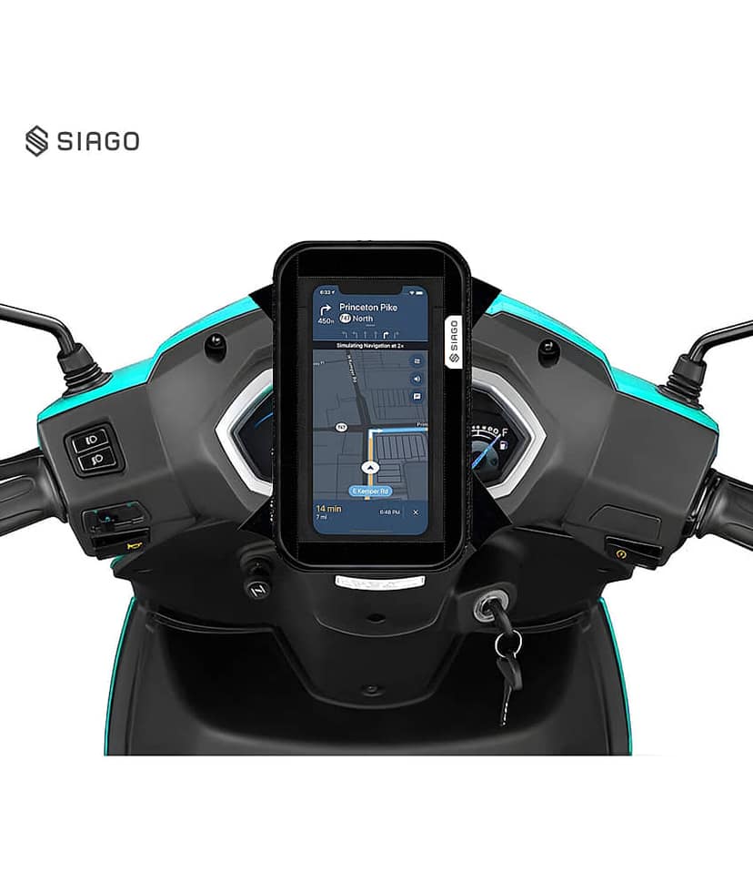 SIAGO SIA11 Premium Mobile Holder for Scooty - Universal Fit | Activa Mobile Holder for Scooter | Water-Resistant Pouch Green