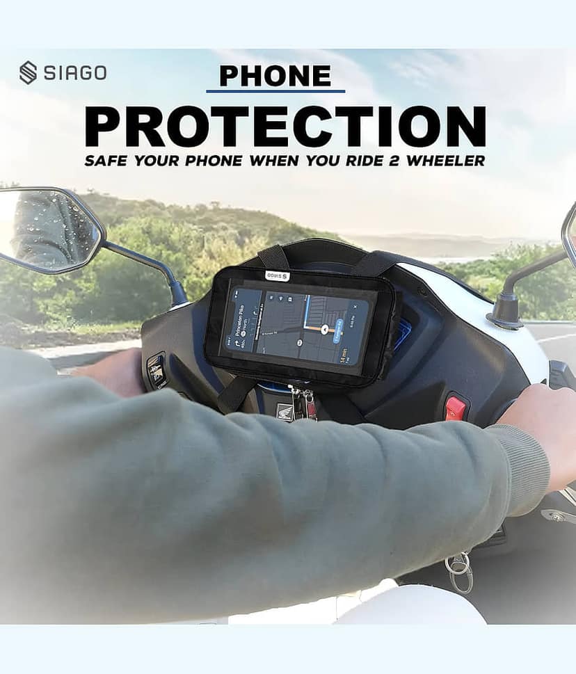 SIAGO SIA11 Premium Mobile Holder for Scooty - Universal Fit | Activa Mobile Holder for Scooter | Water-Resistant Pouch Green view 2