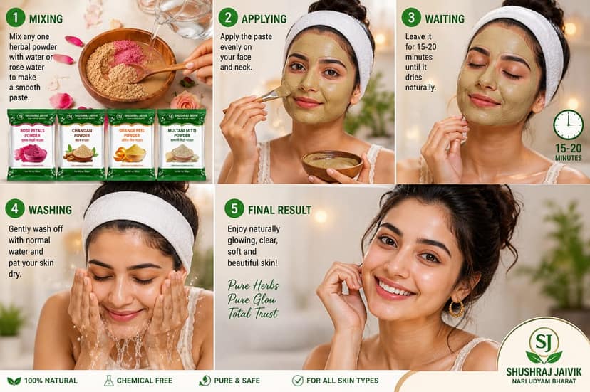 SHUSHRAJ Rose Chandan Orange Peel & Multani Mitti Combo 270gram view 7