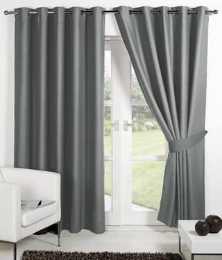 Panipat Textile Hub Solid Semi-Transparent Eyelet Door Curtain 7 ft Pack of 2 -Gray