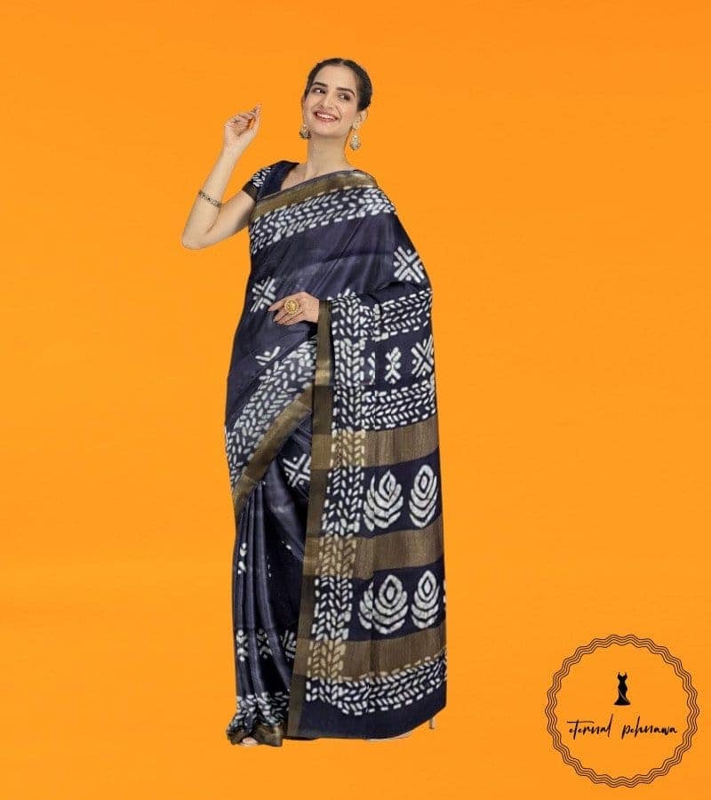 Bhagalpuri Batik Print Katan SiIk Saree In Attractive Colours view 2