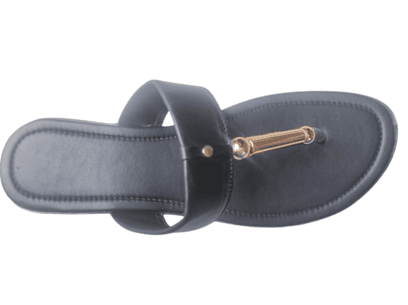 Black Flip-Flop Sandals with Gold Accent view 3
