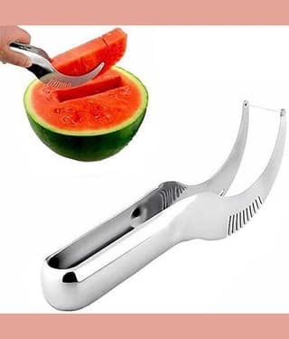 RIVERNEST Stainless Steel Watermelon Cutter & Server, Fruit Slicer