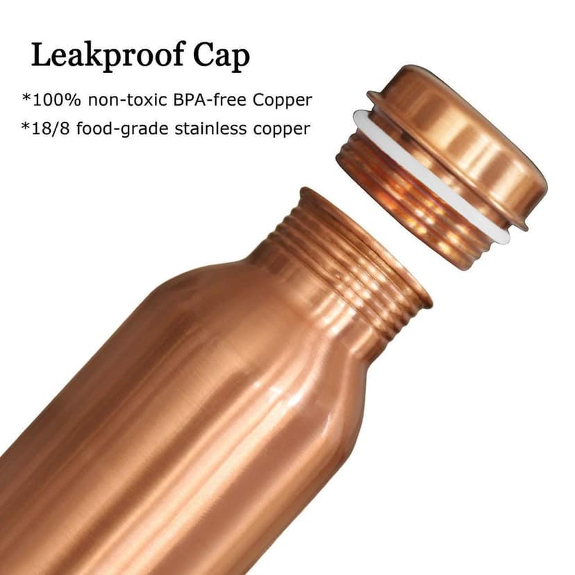 BulkySanta Pure Copper Water Bottle, Matte Finish 800 ML (Weight - 300 grams) (Pack of 1) view 2
