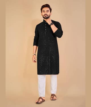 Balaji's - Black Cotton Regular Fit Men's Kurta Pyjama Set ( Pack of 1 )