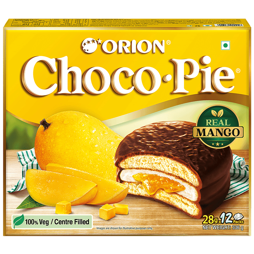Orion Choco Pie With Real Mango - 100% Veg, Centre Filled, 336 Gm (12 Pcs X 28 G Each) view 2