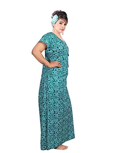 VALENCIA SLEEPWEAR Women's Pure Cotton Printed Maxi Nighty with Pocket Nightdress Night Suit Gown for Women and Girls Nightwear Female for Regular Use Nightgown Free Size view 5
