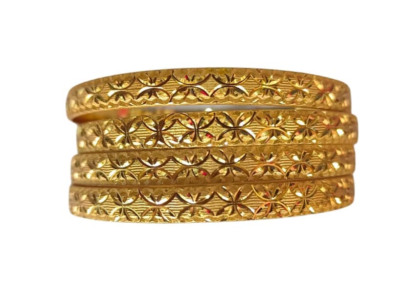 Gold Plated Bangles Set of 4 with Floral Design Size 2-4 view 2