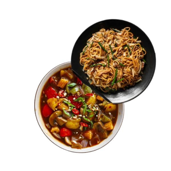 Mix Veg In Hongkong Style With Noodles Meal