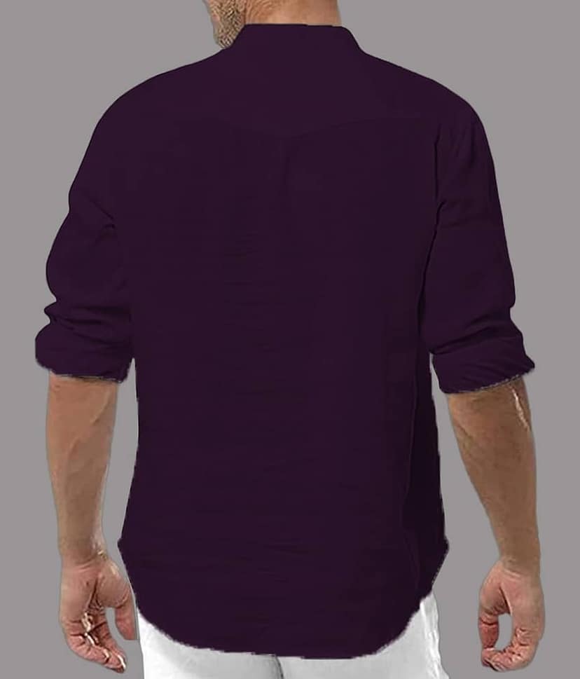 UNI VIBE Brown Cotton Blend Men's Shirt Style Kurta ( Pack of 1 ) view 2