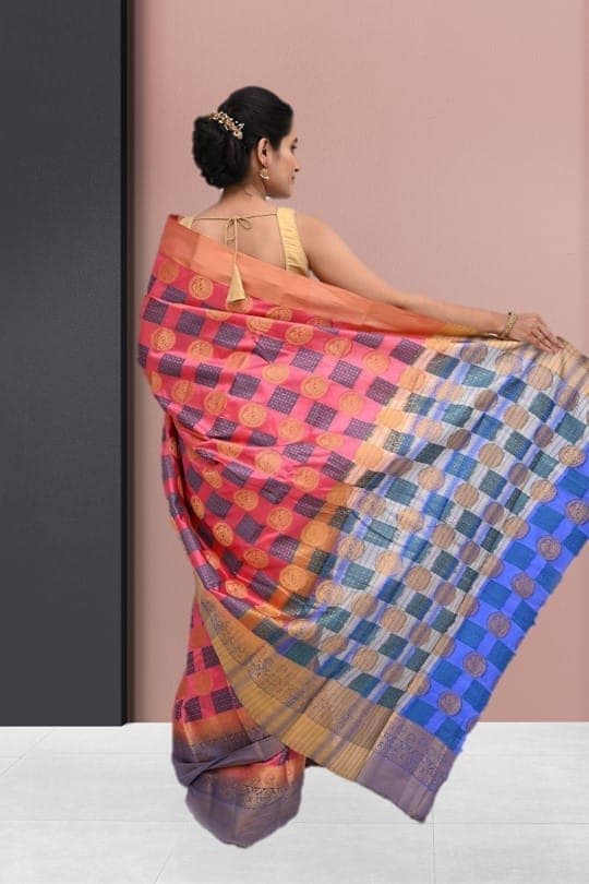 Pink Semi Silk Saree With Modish Design view 2