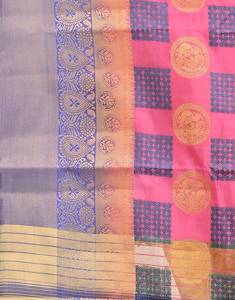 Pink Semi Silk Saree With Modish Design view 4