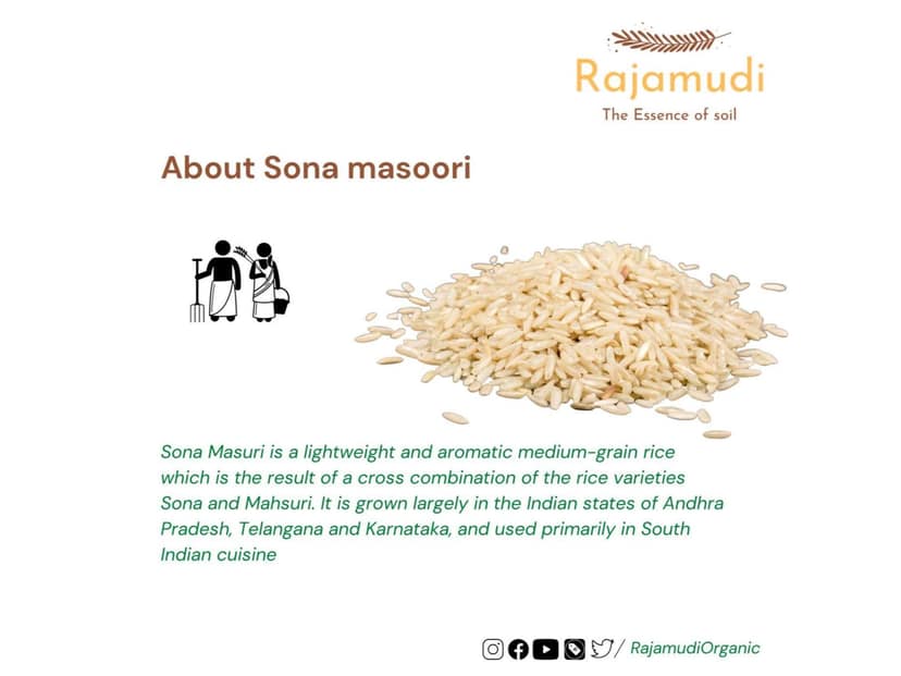 Rajamudi Organics Organic Brown RIce -SonaMasoori - 10 Kilogram view 4