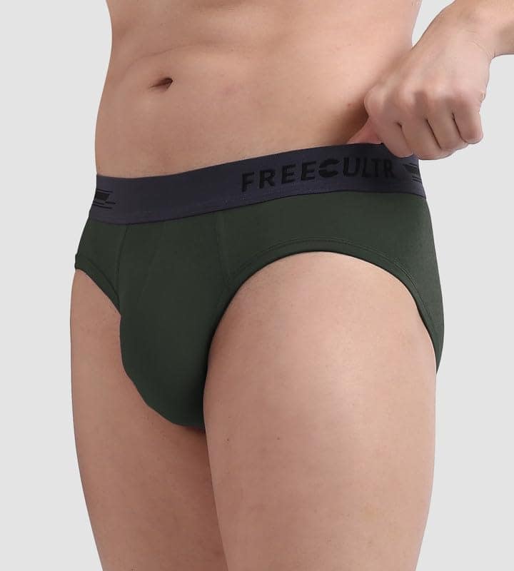 Freecultr Men's Underwear Anti Bacterial Micromodal Airsoft Brief - Non Itch No Chaffing Sweat Proof Pack of 1-Seaweed Green view 2