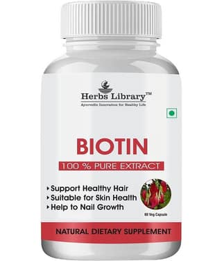 Herbs Library Biotin Capules For Hair Growth, Skin and Nails 60 Capsules (Pack of 1)